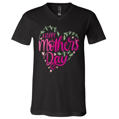 Happy Mother's Day Heart Flower V-Neck T-Shirt