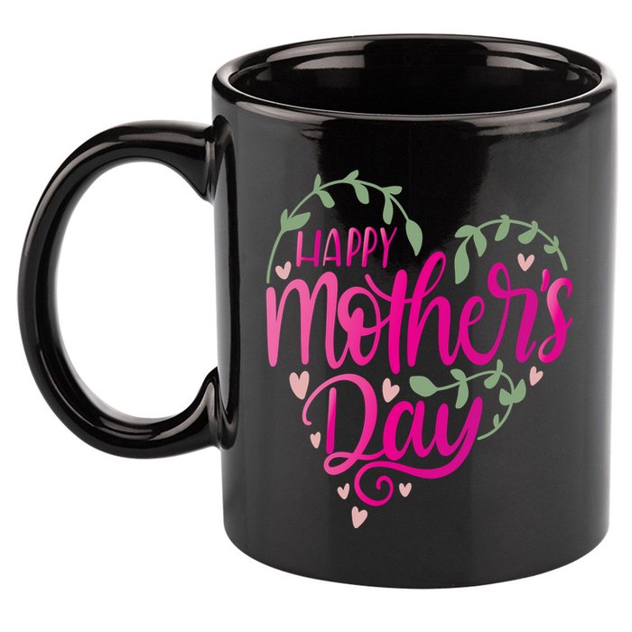 Happy Mother's Day Heart Flower 11oz C Handle Ceramic Mug