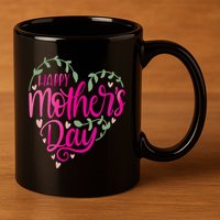 Happy Mother's Day Heart Flower 11oz C Handle Ceramic Mug