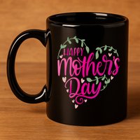 Happy Mother's Day Heart Flower 11oz C Handle Ceramic Mug