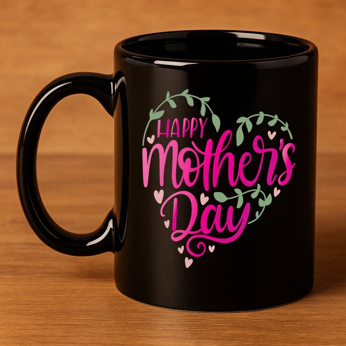 Happy Mother's Day Heart Flower 11oz C Handle Ceramic Mug