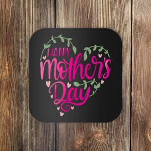 Happy Mother's Day Heart Flower Coaster