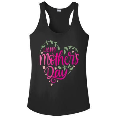 Happy Mother's Day Heart Flower Ladies PosiCharge Competitor Racerback Tank