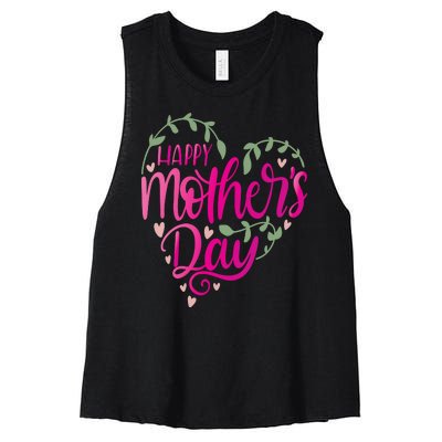 Happy Mother's Day Heart Flower Women's Racerback Cropped Tank