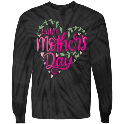 Happy Mother's Day Heart Flower Tie-Dye Long Sleeve Shirt