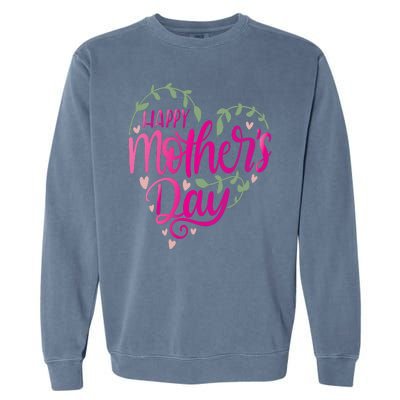 Happy Mother's Day Heart Flower Garment-Dyed Sweatshirt