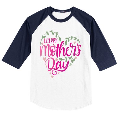 Happy Mother's Day Heart Flower Baseball Sleeve Shirt