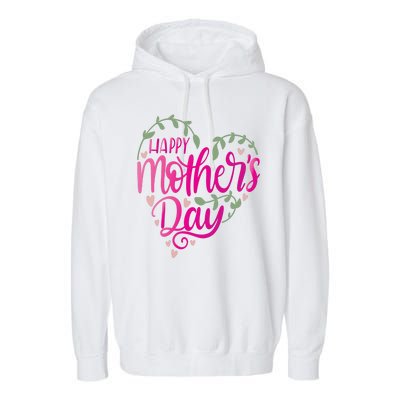 Happy Mother's Day Heart Flower Garment-Dyed Fleece Hoodie