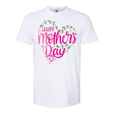 Happy Mother's Day Heart Flower Softstyle CVC T-Shirt