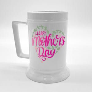 Happy Mother's Day Heart Flower Beer Stein