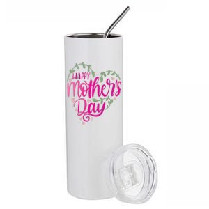 Happy Mother's Day Heart Flower Stainless Steel Tumbler