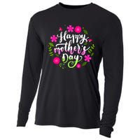 Happy Mother's Day With Floral Mom Mommy Grandma Cooling Performance Long Sleeve Crew