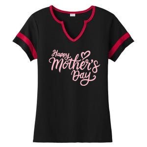 Happy Mothers Day Heart Cute Gift Ladies Halftime Notch Neck Tee