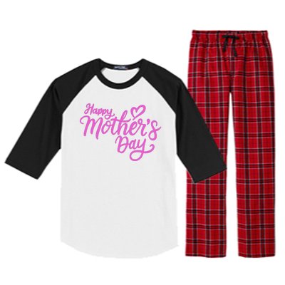 Happy Mothers Day Heart Cute Gift Raglan Sleeve Pajama Set