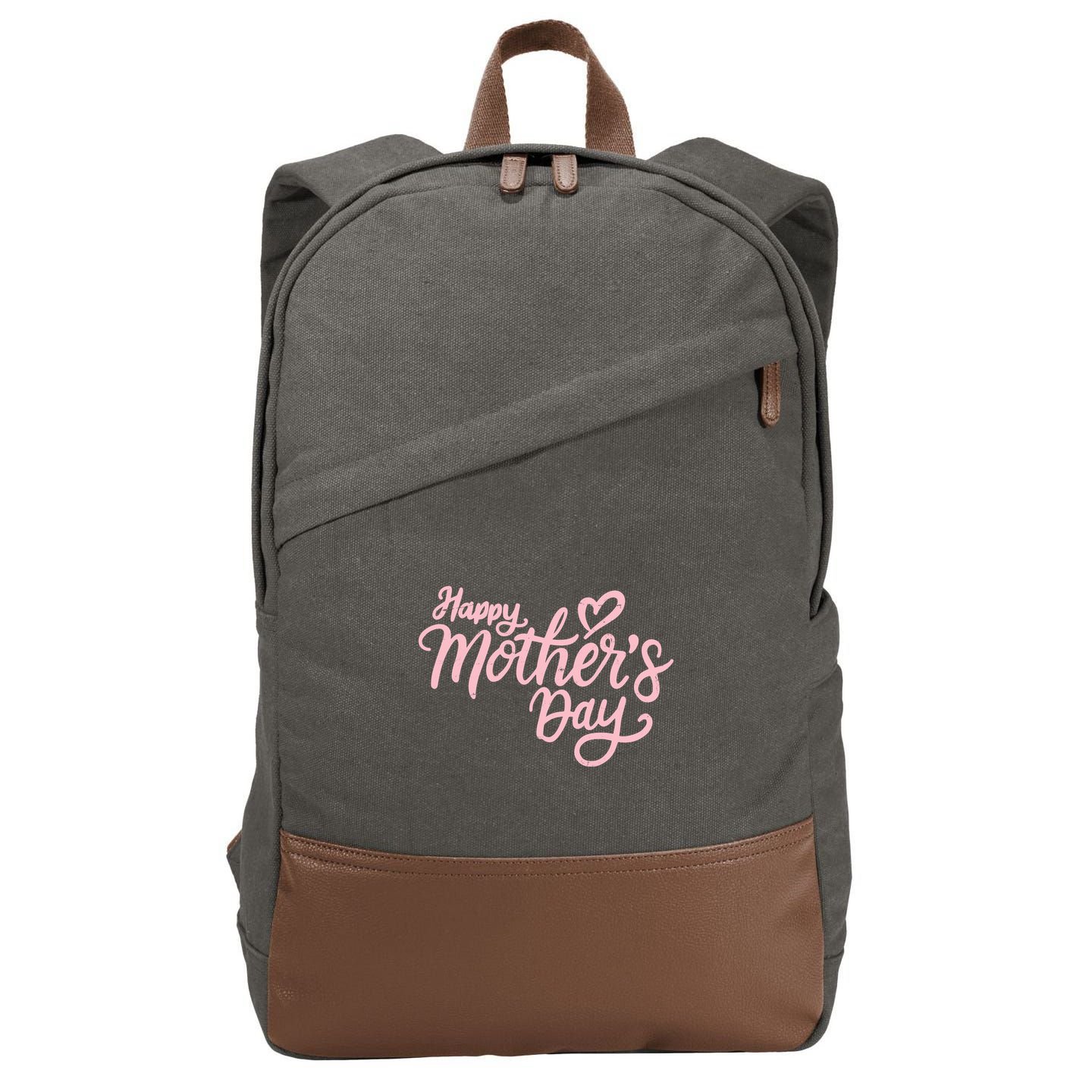 Happy Mothers Day Heart Cute Gift Cotton Canvas Backpack