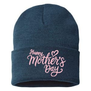 Happy Mothers Day Heart Cute Gift Sustainable Knit Beanie