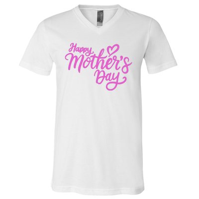 Happy Mothers Day Heart Cute Gift V-Neck T-Shirt