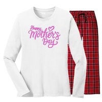 Happy Mothers Day Heart Cute Gift Women's Long Sleeve Flannel Pajama Set 