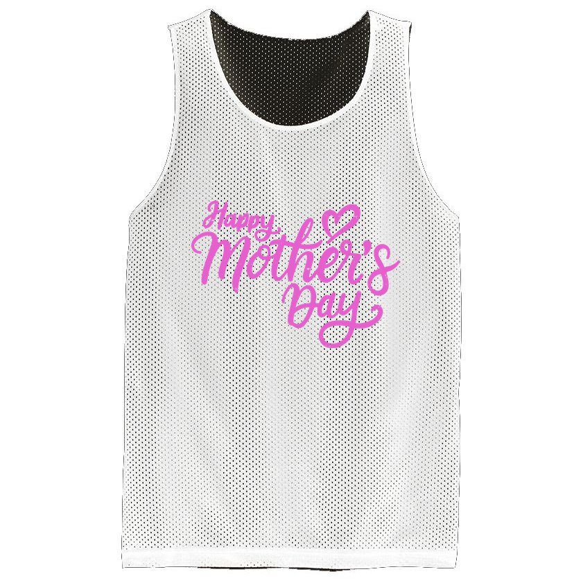 Happy Mothers Day Heart Cute Gift Mesh Reversible Basketball Jersey Tank