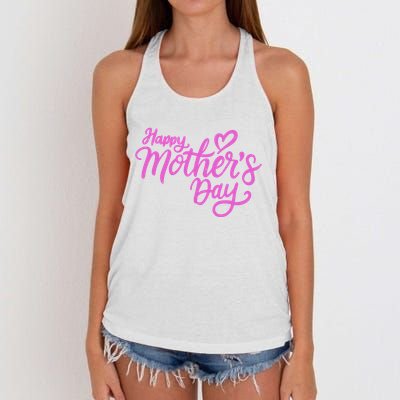Happy Mothers Day Heart Cute Gift Women's Knotted Racerback Tank