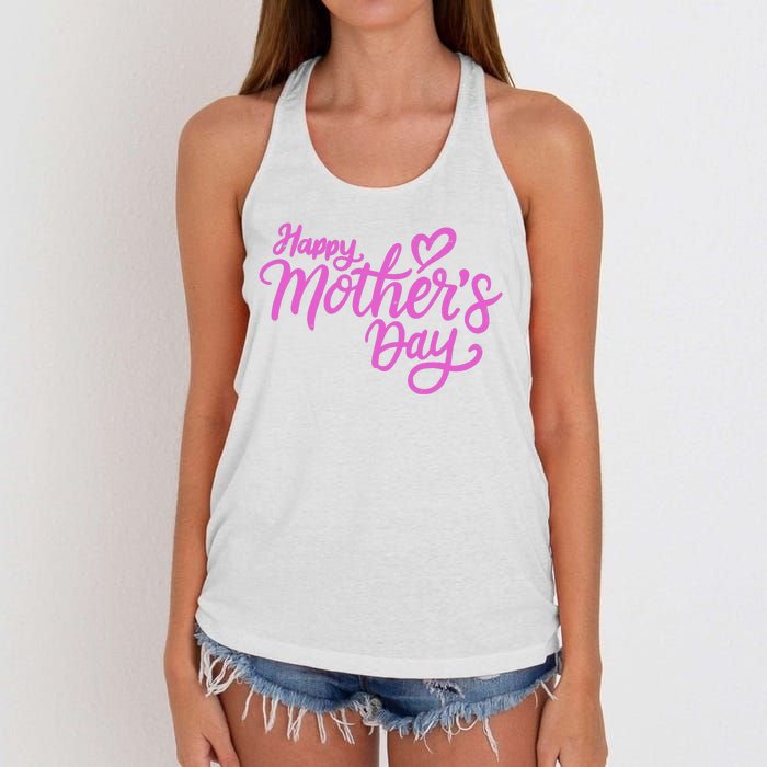 Happy Mothers Day Heart Cute Gift Women's Knotted Racerback Tank