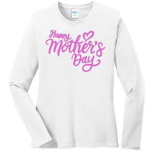 Happy Mothers Day Heart Cute Gift Ladies Long Sleeve Shirt