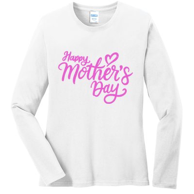 Happy Mothers Day Heart Cute Gift Ladies Long Sleeve Shirt