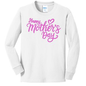 Happy Mothers Day Heart Cute Gift Kids Long Sleeve Shirt