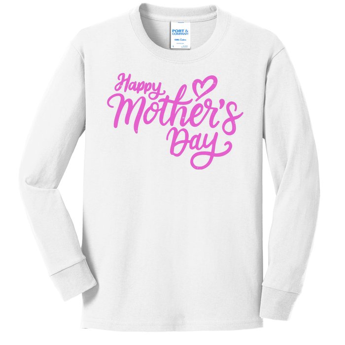 Happy Mothers Day Heart Cute Gift Kids Long Sleeve Shirt