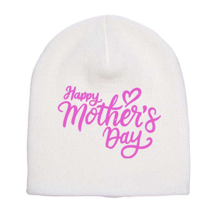 Happy Mothers Day Heart Cute Gift Short Acrylic Beanie