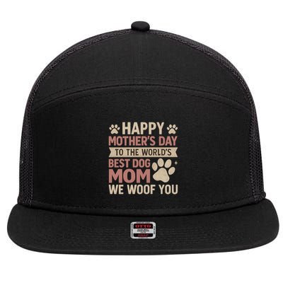 Happy Mother's Day to the World's Best Dog Mom 7 Panel Mesh Trucker Snapback Hat