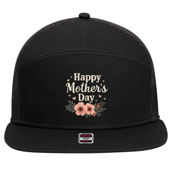 Happy Mother's Day 7 Panel Mesh Trucker Snapback Hat