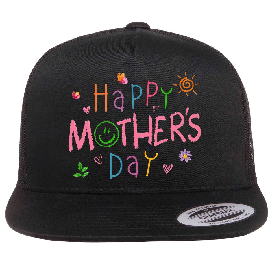 Happy Mothers Day For Baby Saying For Mom Flat Bill Trucker Hat
