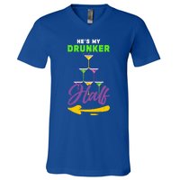 Hes My Drunker Half Funny Masquerade Mardi Gras Gift V-Neck T-Shirt