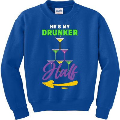 Hes My Drunker Half Funny Masquerade Mardi Gras Gift Kids Sweatshirt