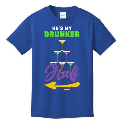 Hes My Drunker Half Funny Masquerade Mardi Gras Gift Kids T-Shirt