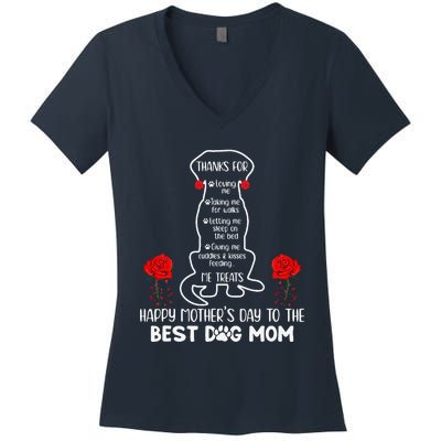 Happy Mother's Day Dog MomGift Women's V-Neck T-Shirt