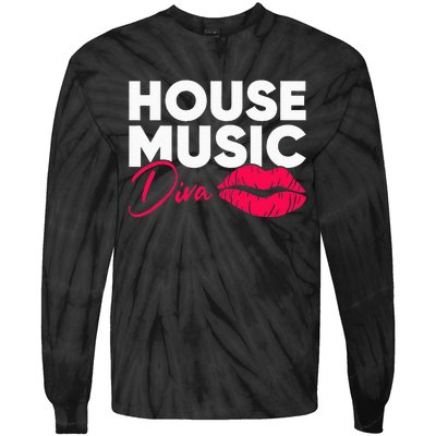 House Music Diva Dj Edm Festival Women Tie-Dye Long Sleeve Shirt