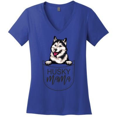 Husky Mama Dog Lover Funny Dog Mom Cute Dog Owner Funny Gift Women's V-Neck T-Shirt
