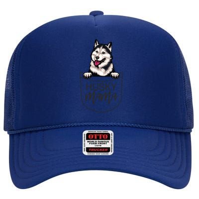 Husky Mama Dog Lover Funny Dog Mom Cute Dog Owner Funny Gift High Crown Mesh Back Trucker Hat