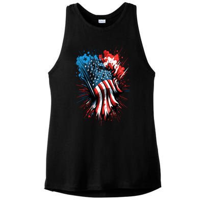 Happy Memorial Day Fireworks American Usa Flag 4th Of July Funny Gift Ladies PosiCharge Tri-Blend Wicking Tank