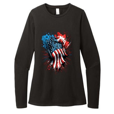 Happy Memorial Day Fireworks American Usa Flag 4th Of July Funny Gift Womens CVC Long Sleeve Shirt