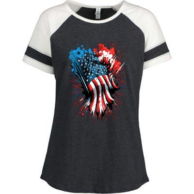 Happy Memorial Day Fireworks American Usa Flag 4th Of July Funny Gift Enza Ladies Jersey Colorblock Tee