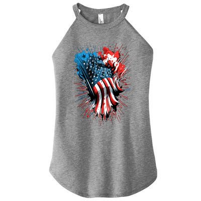 Happy Memorial Day Fireworks American Usa Flag 4th Of July Funny Gift Women’s Perfect Tri Rocker Tank