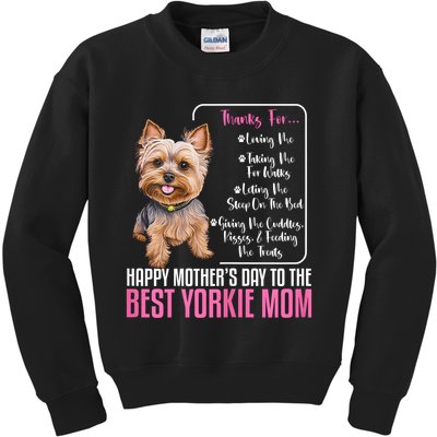 Happy MotherS Day To The Best Yorkie Mom Yorkie Dog Mommy Kids Sweatshirt