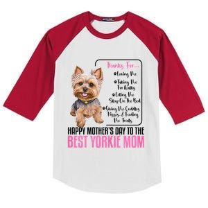 Happy MotherS Day To The Best Yorkie Mom Yorkie Dog Mommy Kids Colorblock Raglan Jersey