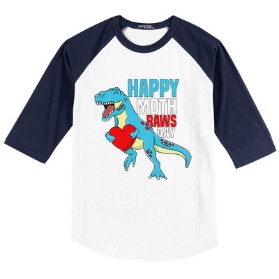 Happy Mother's Day Son For Mommy Rawr Trex Dino Baseball Sleeve Shirt