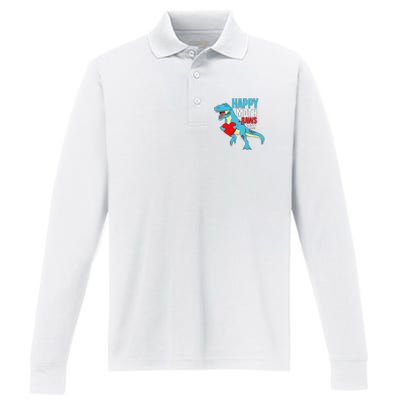 Happy Mother's Day Son For Mommy Rawr Trex Dino Performance Long Sleeve Polo