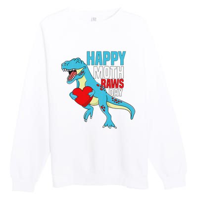 Happy Mother's Day Son For Mommy Rawr Trex Dino Premium Crewneck Sweatshirt