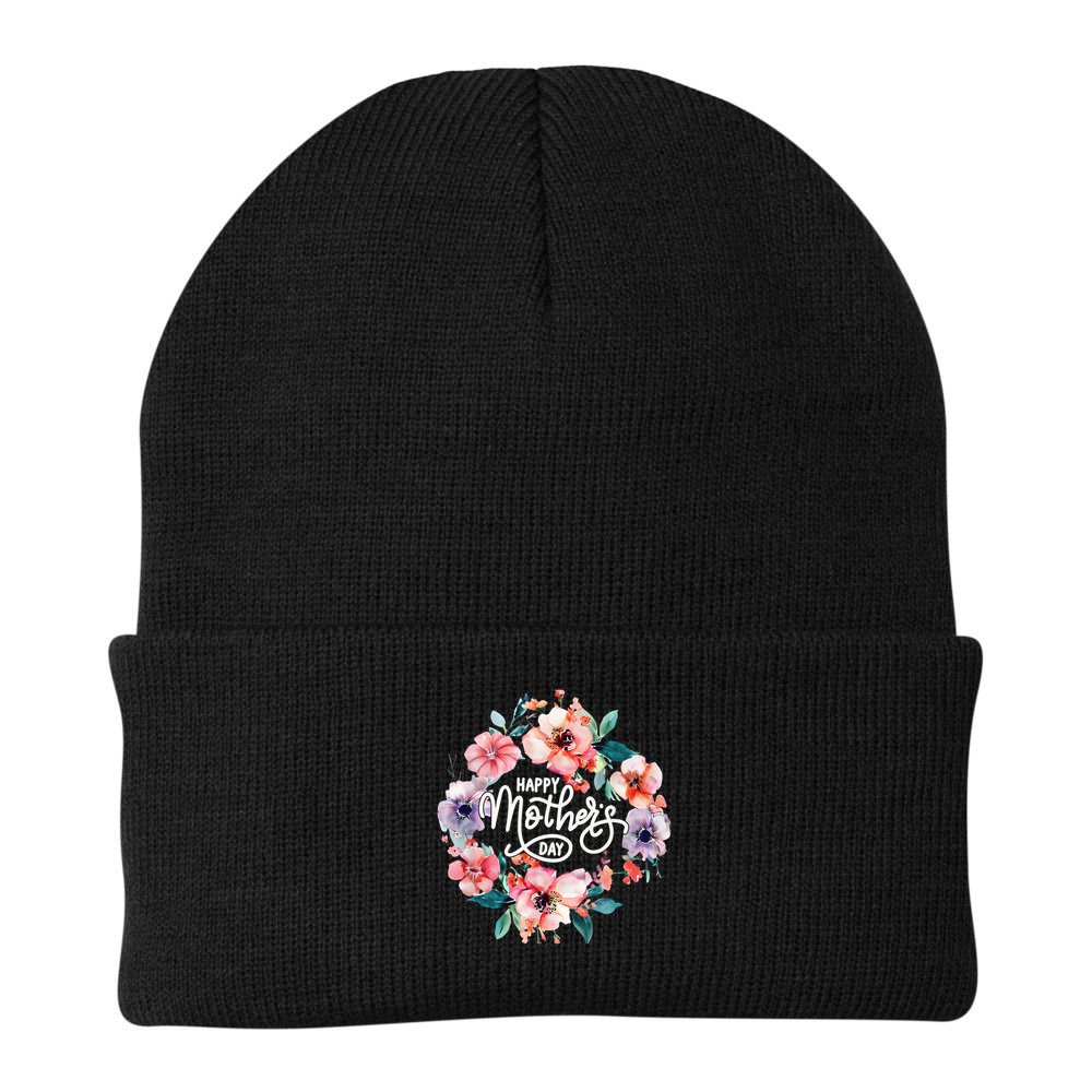 Happy Mothers Day Cute Floral Mom Grandma Beanie